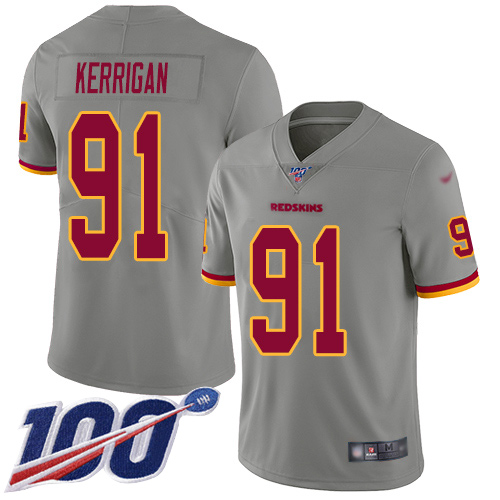Washington Redskins Limited Gray Men Ryan Kerrigan Jersey NFL Football #91 100th Season Inverted